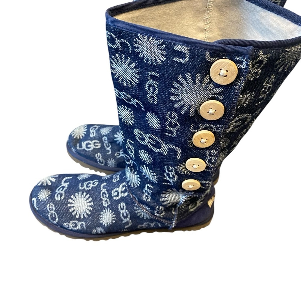 UGG logo Button Canvas Sheepskin footbed boots